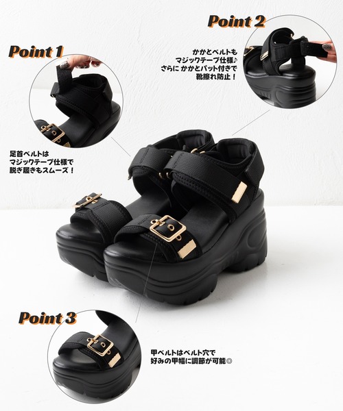 サンダル 厚底スニーカーソールサンダル レディース