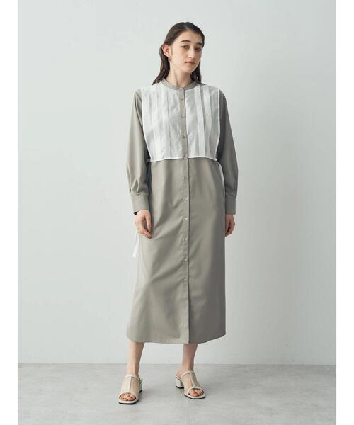 YECCA VECCA シャツワンピース レイヤード風シャツワンピース
