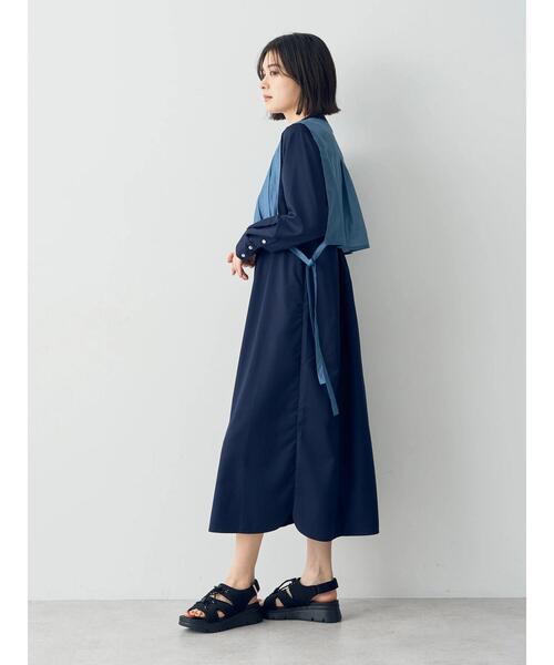 YECCA VECCA シャツワンピース レイヤード風シャツワンピース