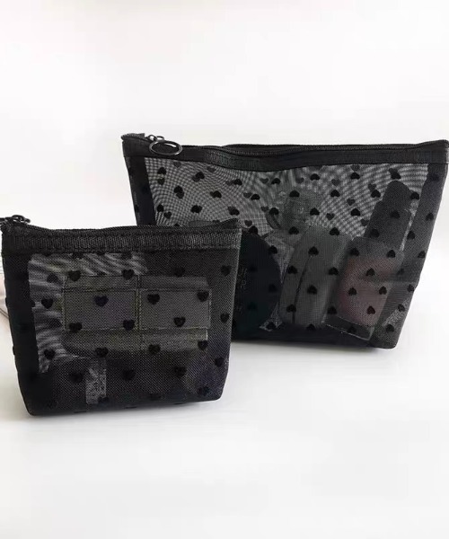 ポーチ メッシュハート柄ポーチBLACK(M) レディース : ZOZOTOWN