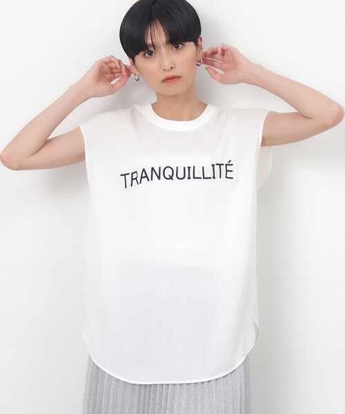 OPAQUE.CLIP ブラウス シャツ 楊柳ロゴプリントブラウス「防シワ