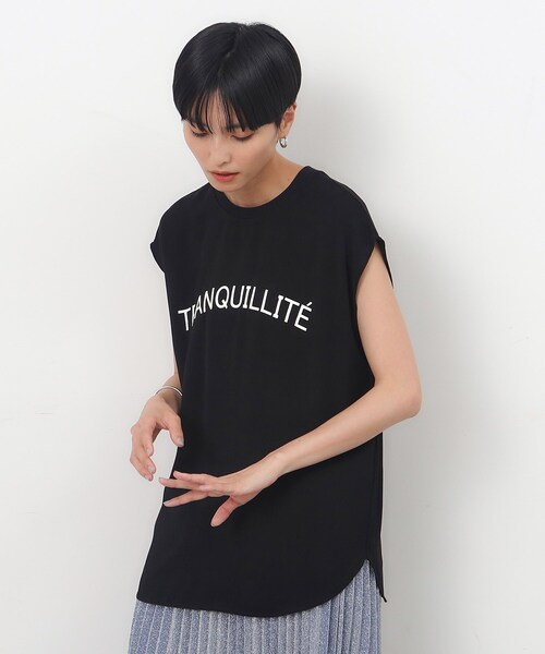 OPAQUE.CLIP ブラウス シャツ 楊柳ロゴプリントブラウス「防シワ
