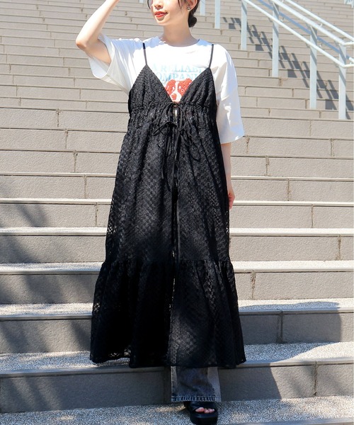 tiptop（ティップトップ） ワンピース シアー刺繍2wayキャミワンピース