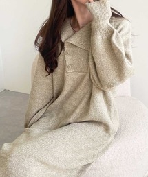 hussein chalayan アシメ ニット 半袖 ワンピース チュニック丈 全4色】アシンメトリー裾 ドルマン チュニック丈ニット 23552 ニット