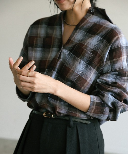 【mokamo様】　⑦ チェックロングシャツ[品番：GERW0010834]｜GeeRA（ジーラ）の