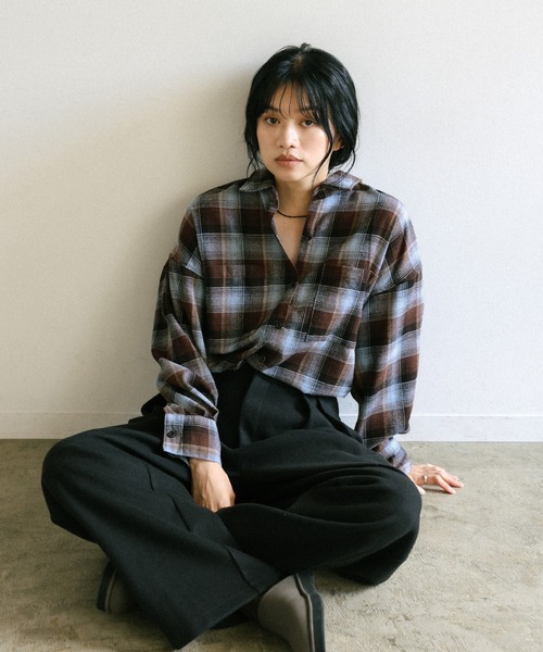 select MOCA（セレクトモカ） ブラウス シャツ チェックロングシャツ