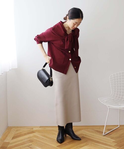 美品 マディソンブルー リブニットタイトスカートウール100％ ロング ネイビー SOFIE BACK SATIN TIGHT LONG SKIRT | SKIRT | MADISONBLUE