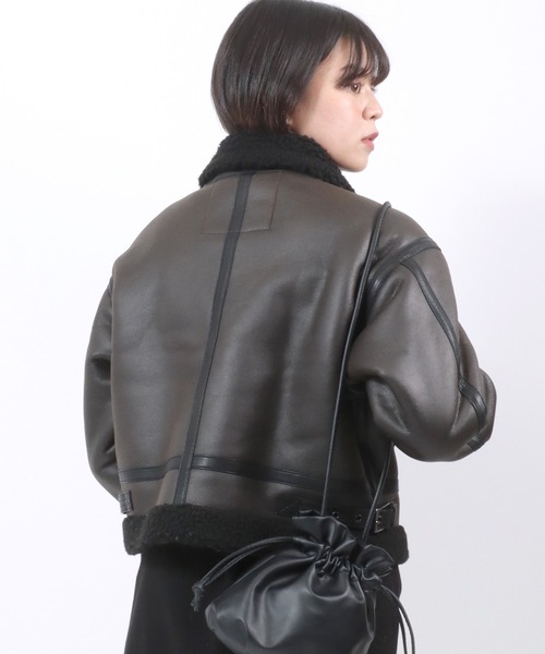 ALPHA INDUSTRIES フェイクムートン コート B-3 WEB限定】フェイクムートンB-3ジャケット(M ブラウン