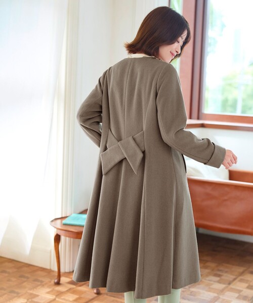 Anatelier バックリボン ノーカラーコート 38 グレー Anatelier バックリボン ノーカラーコート 38 グレー
