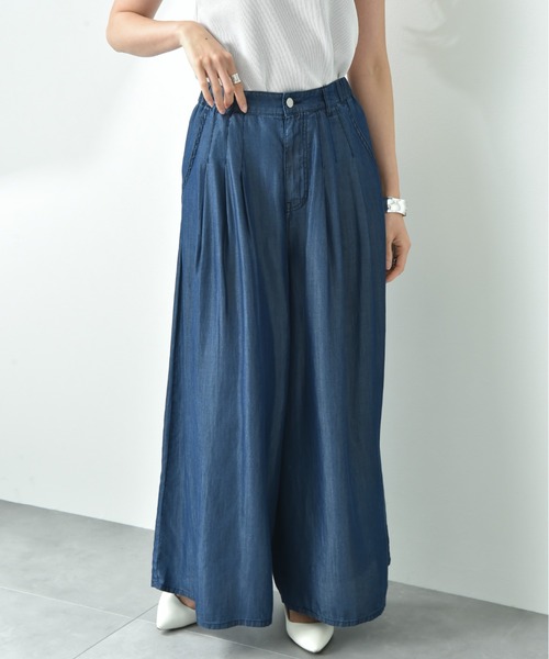 INTERPLANET パンツ バイオシルクタックワイドパンツ レディース