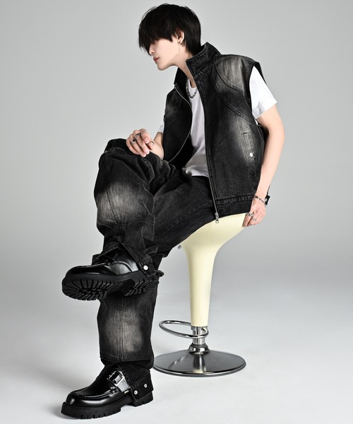 ジャケット・アウター ADRER 3wayzip sleeve blast denim blouson ADRER ブルゾン アウター 3way zip sleeve blast denim blouson