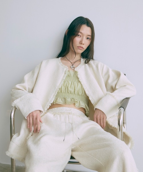 EN NEUME ジャケット ノーカラージャケット 「Set Up」Tweed Oversized