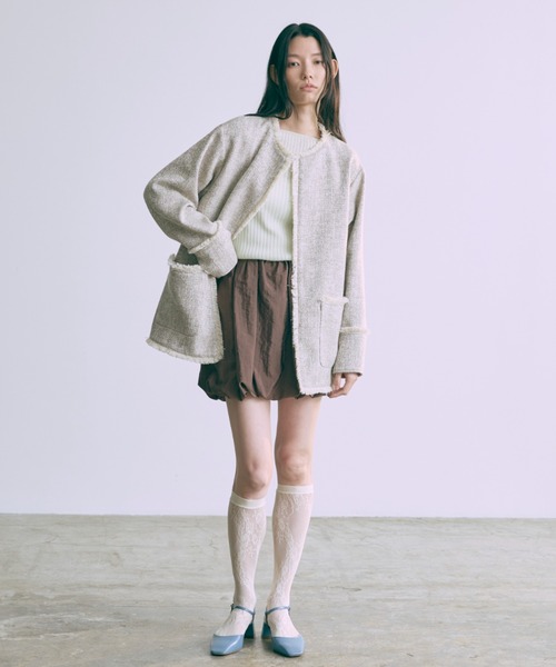 EN NEUME ジャケット ノーカラージャケット 「Set Up」Tweed Oversized