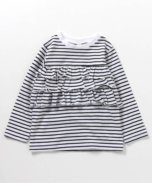 【新品未使用】フリル付き 長袖 80cm apres les cours（アプレレクール） tシャツ 「WEB限定/ジュニア対応