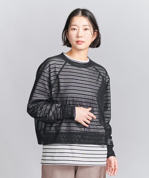 tシャツ ポリエステルチュール ラグランスリーブ プルオーバー レディース BEAUTY＆YOUTH UNITED ARROWS tシャツ ポリエステルチュール