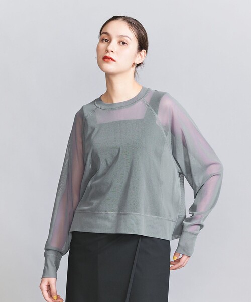 tシャツ ポリエステルチュール ラグランスリーブ プルオーバー レディース BEAUTY＆YOUTH UNITED ARROWS tシャツ ポリエステルチュール