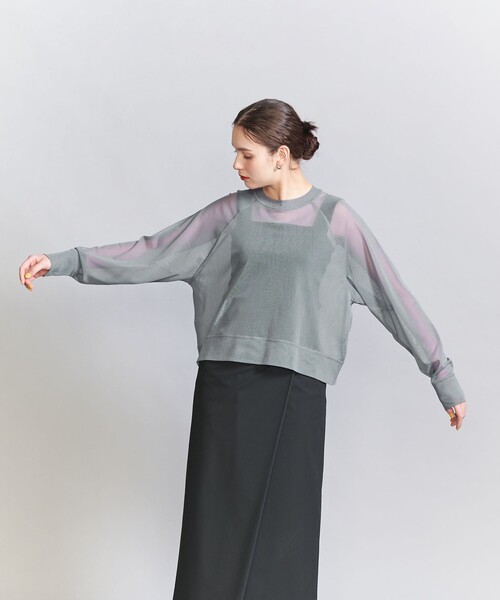 tシャツ ポリエステルチュール ラグランスリーブ プルオーバー レディース BEAUTY＆YOUTH UNITED ARROWS tシャツ ポリエステルチュール