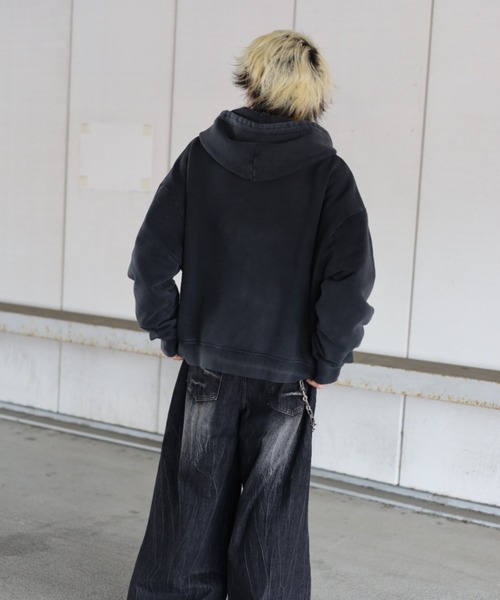 ATMARK ブラック フルジップパーカー L ATMARK パーカー 「フリーサイズ / UNISEX 」ATMARKロゴ フリンジ