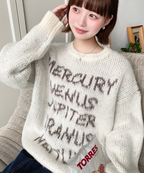 特価❣️Mロゴが可愛いニット新品未使用❣️ moment+ ニット セーター モヘアタッチジャガードロゴニットプル