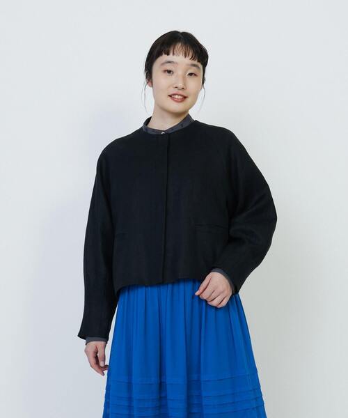 LOISIR ジャケット ノーカラージャケット リネンツイルノー