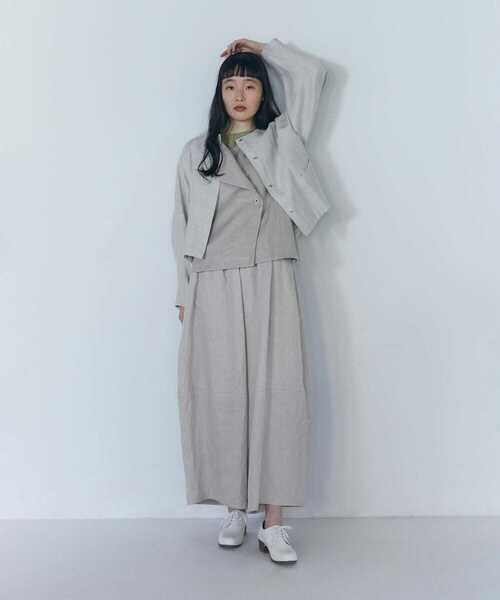 LOISIR ジャケット ノーカラージャケット リネンツイルノーカラー