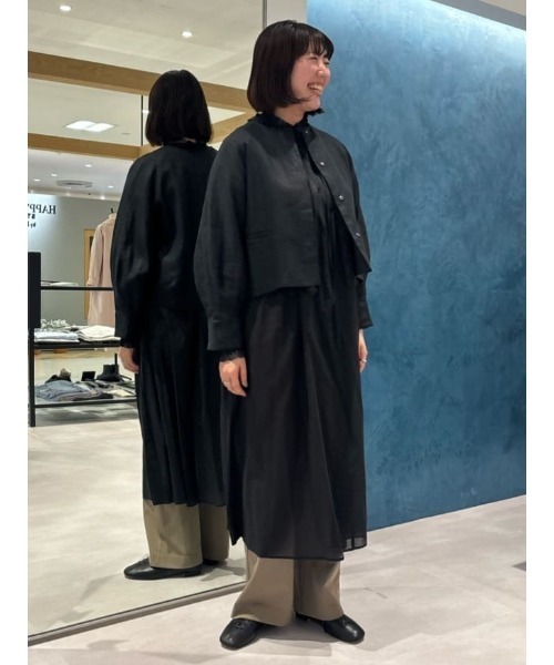 LOISIR ジャケット ノーカラージャケット リネンツイルノー