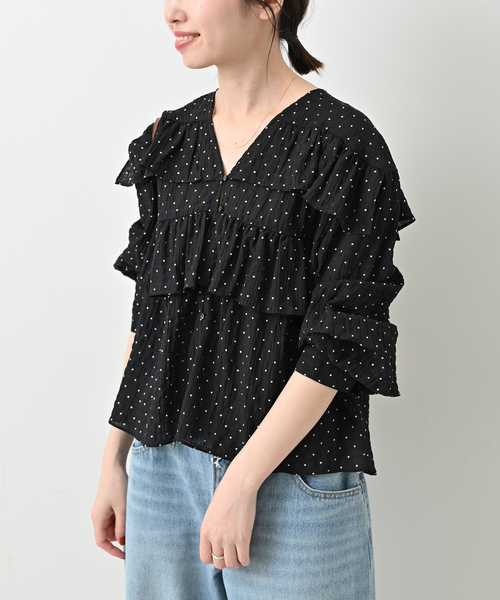 イエナラブークルフリルネックフラワーブラウス　美品 2025年最新】IENA La Boucle レディース 長袖 シャツ・ブラウス