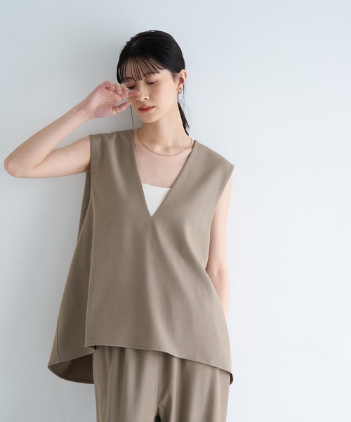 meilmada ベスト ジレ Vネックツイルベスト レディース : ZOZOTOWN
