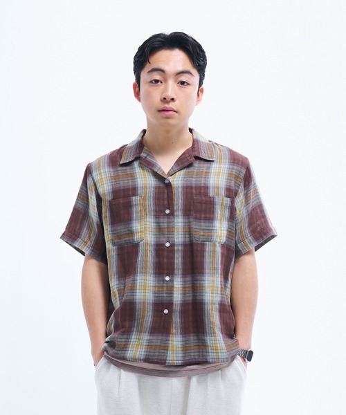 THE BOLDMAN シャツ Doublegaze Check Shirts / ダブルガーゼ