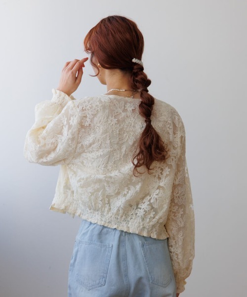 ブラウス シャツ ボタニカルシアートップ レディース flower（ファッション） ブラウス シャツ ボタニカルシアー