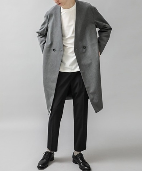 「STUDIOUS」 ノーカラーコート 1 グレー メンズ_画像5