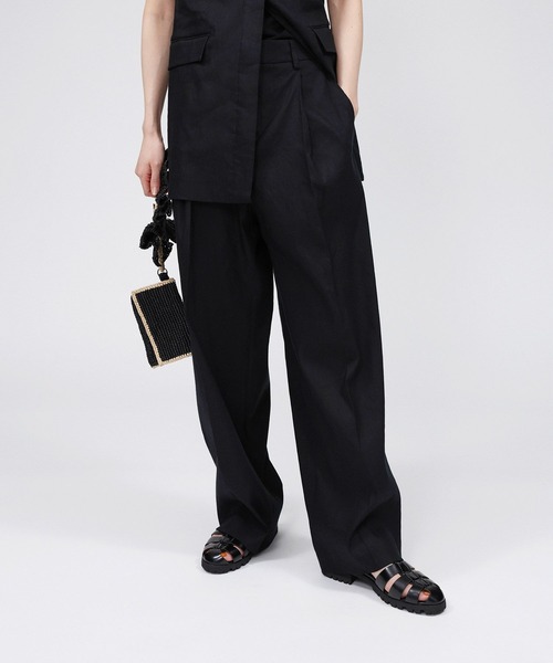 BABYLONE　レディースパンツ BABYLONE（バビロン） パンツ リネンレーヨンストレッチワイドパンツ