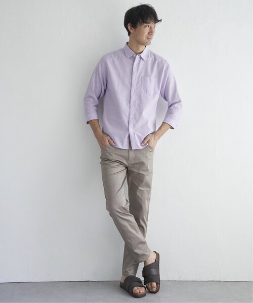 ikka（イッカ） シャツ 「吸水速乾」7分フレンチリネンMIX無地シャツ