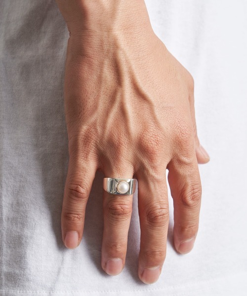 LAMBDA（アクセサリー） 指輪 リング パールカレッジリング メンズ