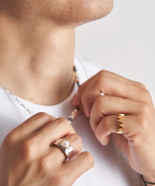 LAMBDA（アクセサリー） 指輪 リング パールカレッジリング メンズ