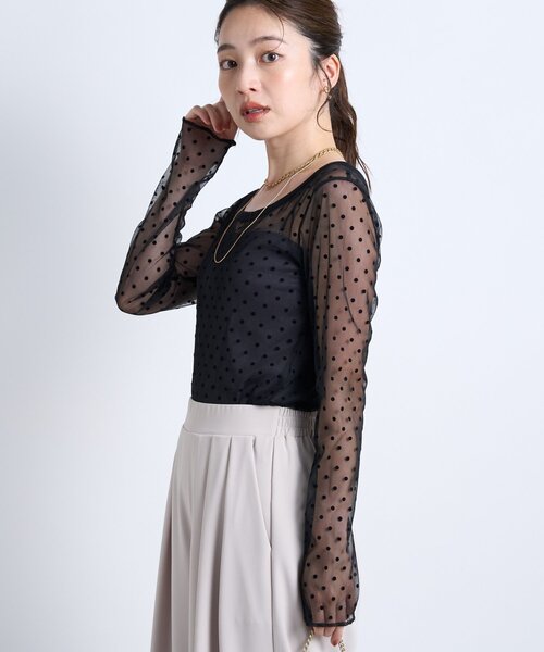 最終値下げLa boutique Bon Bonシアードット前後2WAYトップス La boutique Bonbon tシャツ シアードット前後2WAYトップス