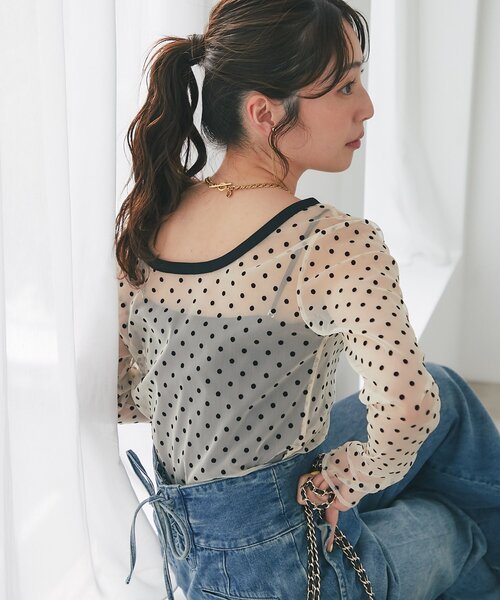 【早い者勝ち】 ラブティックボンボン シアードット前後2wayトップス ホワイト La boutique Bonbon tシャツ シアードット前後2WAYトップス