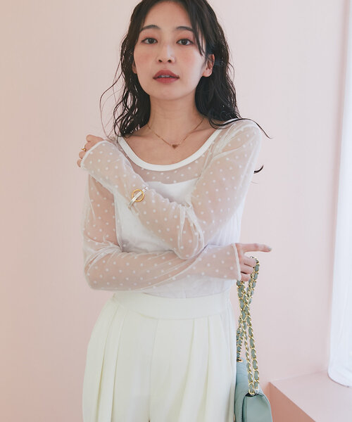 最終値下げLa boutique Bon Bonシアードット前後2WAYトップス La boutique Bonbon tシャツ シアードット前後2WAYトップス
