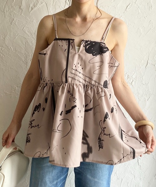 She's Closet キャミソール フレア花柄フラワープリントキャミソール