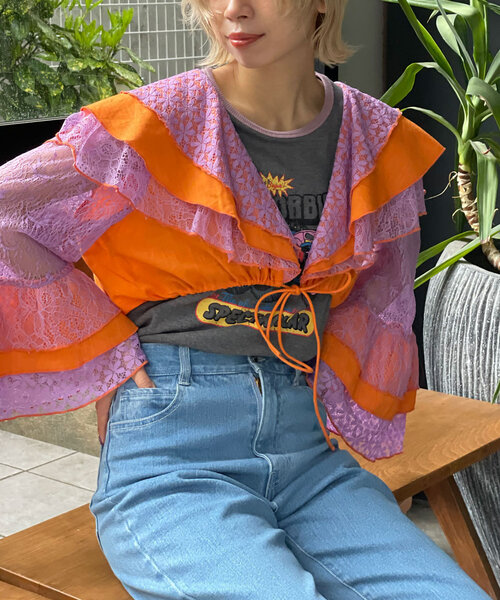 ブラウス シャツ 「HELLO.SANFRANCISCO/ハローサンフランシスコ」indiaパッチワークカラーレース2WAYボレロブラウス レディース HELLO.SANFRANCISCO ブラウス シャツ 「HELLO.SANFRANCISCO