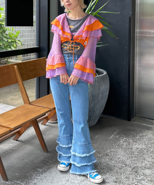 ブラウス シャツ 「HELLO.SANFRANCISCO/ハローサンフランシスコ」indiaパッチワークカラーレース2WAYボレロブラウス レディース HELLO.SANFRANCISCO ブラウス シャツ 「HELLO.SANFRANCISCO