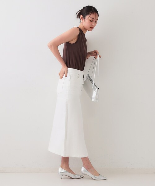 デニムスカート デニムナロースカート「洗濯機洗い可」