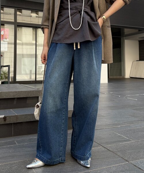DouDou ジーンズ デニム デニムパンツ 「新色追加」デニムワイド