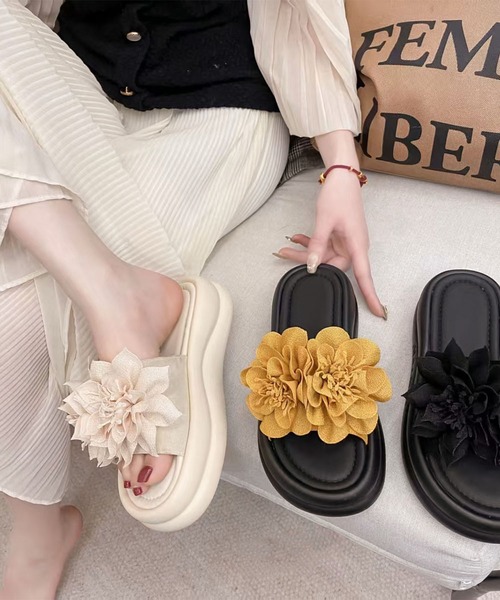 RANDA 厚底サンダル フラワー RANDA ボリュームフラワースポーツ