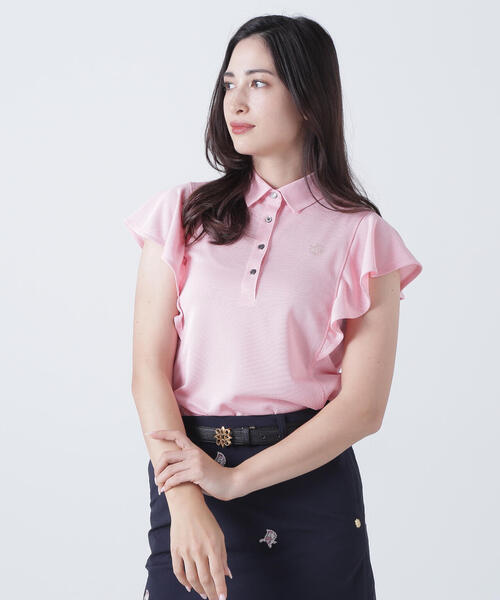 ポロシャツ ポロ 「St ANDREWS」カチオンレトロバーズアイ鹿の子フリル半袖シャツ (WOMENS) レディース St ANDREWS ポロシャツ ポロ 「St ANDREWS」カチオンレトロ
