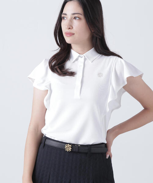 ポロシャツ ポロ 「St ANDREWS」カチオンレトロバーズアイ鹿の子フリル半袖シャツ (WOMENS) レディース St ANDREWS ポロシャツ ポロ 「St ANDREWS」カチオンレトロ