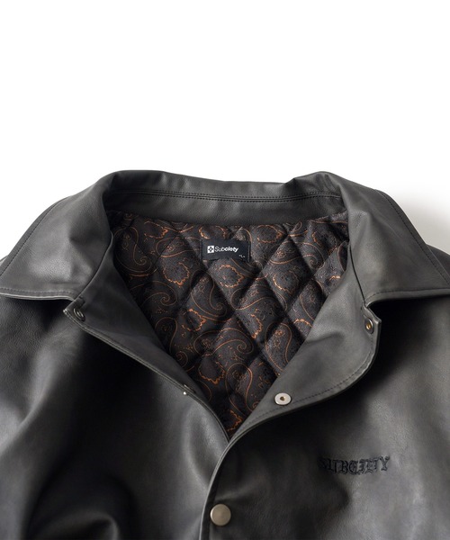 Subciety（サブサエティ） コート ジャケット Faux leather varsity 