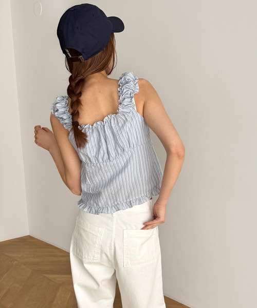 ブラウス シャツ El mar　ストライプシャーリングノースリブラウス レディース El marストライプシャーリングノースリブラウス | CANAL JEAN