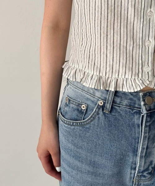 CANAL JEAN ブラウス シャツ El mar ストライプフリルノースリ