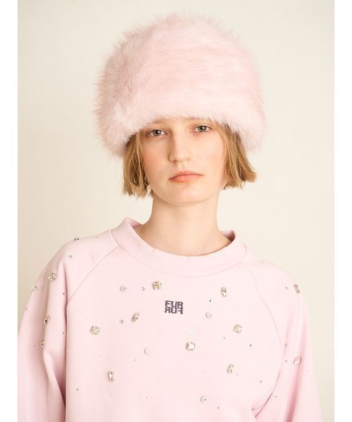 FURFUR トレーナー スウェット ビジュー付きロゴ刺繍スウェット